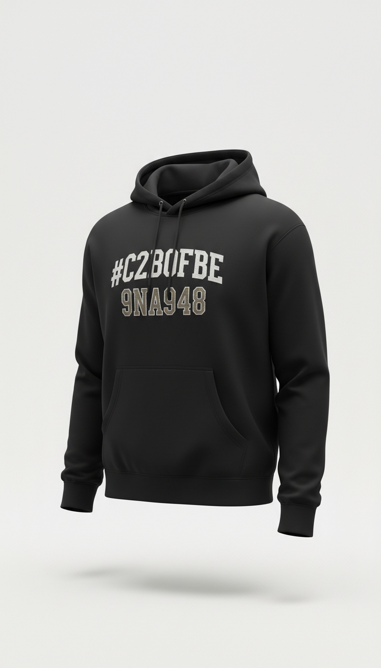 Ink Black Typographic Hoodie